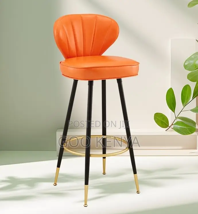 Home Bar Stool; Leather Rotating Bar Chair With Waterfall Edge Seat