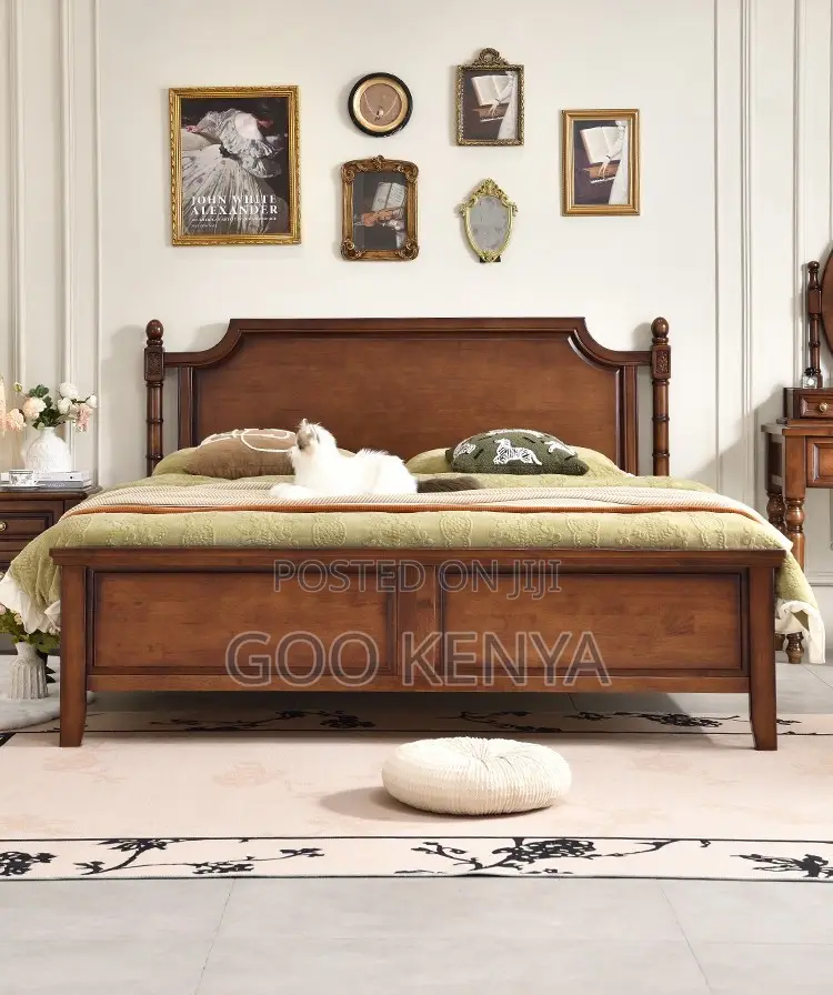 Home Bed; King Size Wood Mahogany Single Bed
