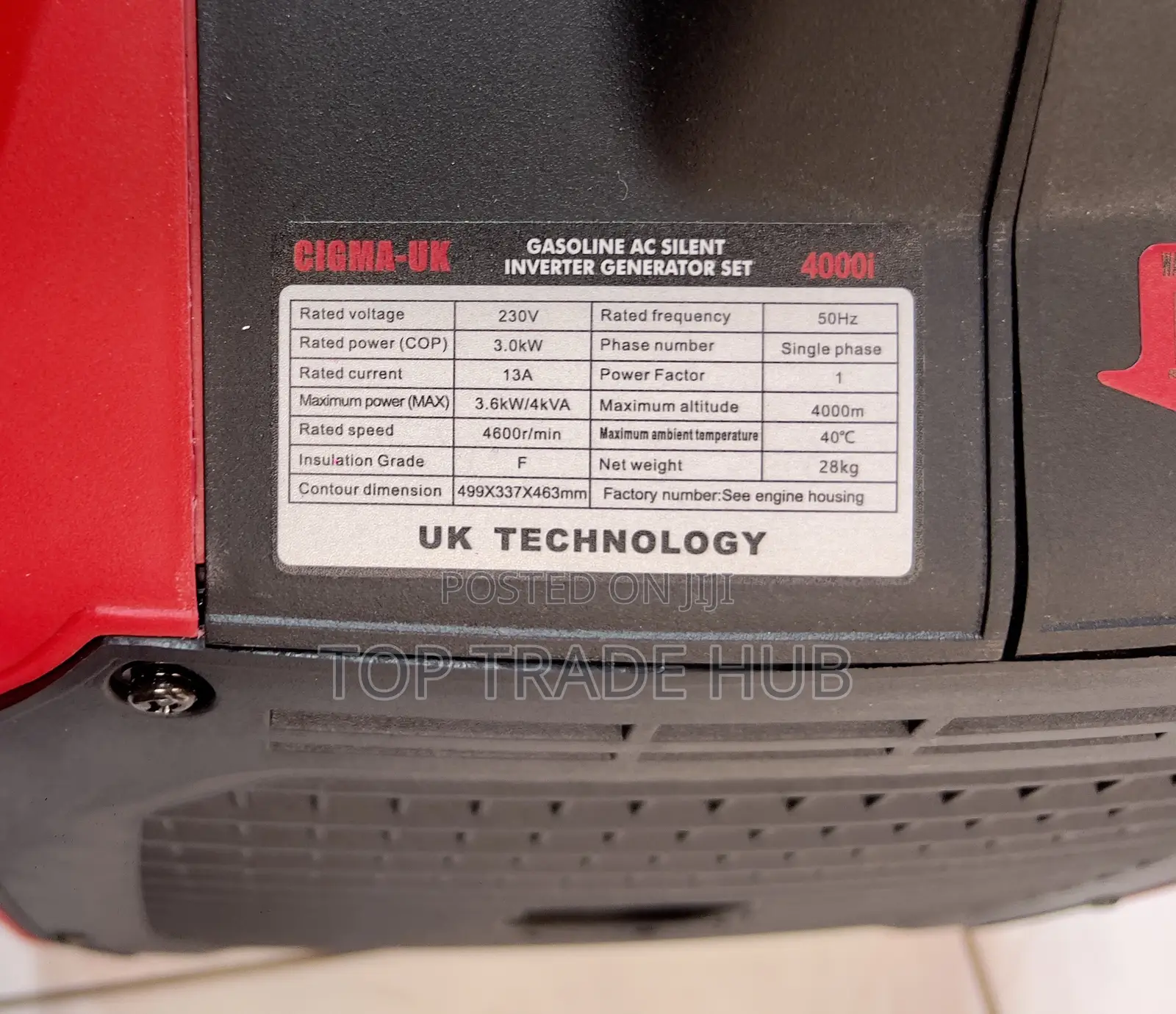 Cigma Uk 4000i Petrol Ac Silent Inverter Generator 3.6kw/4kva