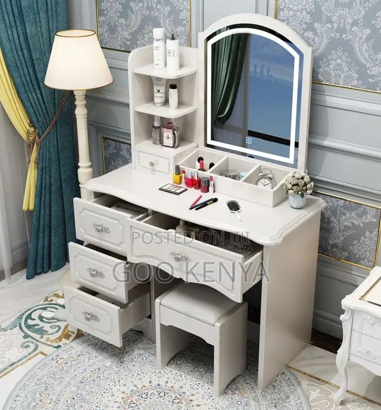 Home Dressing Table; Bedroom Vanity Set With Mirror and Storage Units