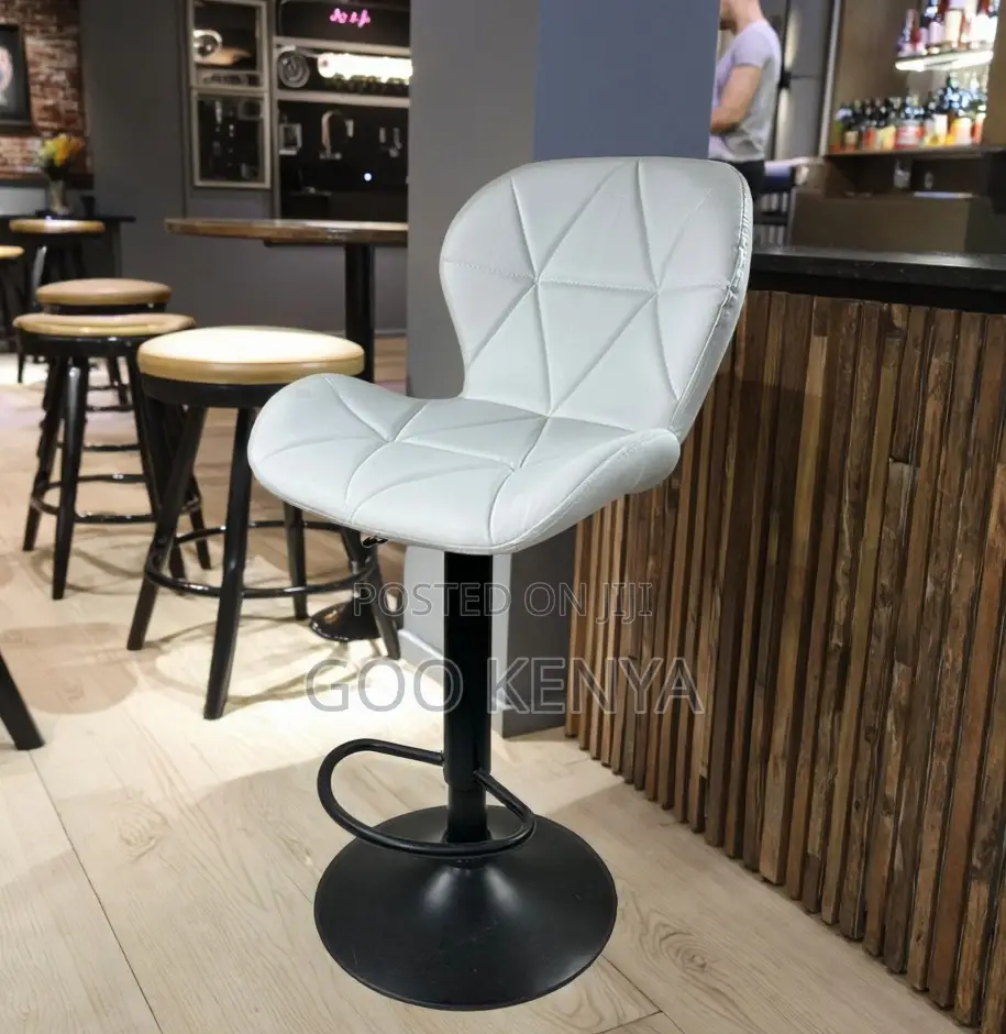 Home Kitchen Stool; Comfortable Padded Leather Bar Chair With Footrest