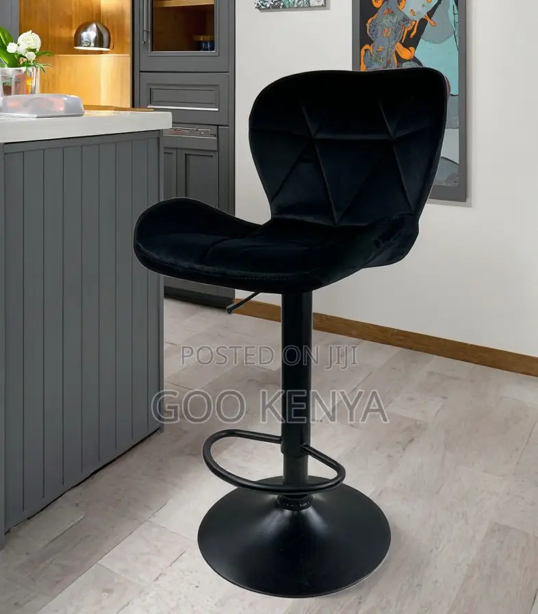 Home Kitchen Stool; Comfortable Padded Leather Bar Chair With Footrest