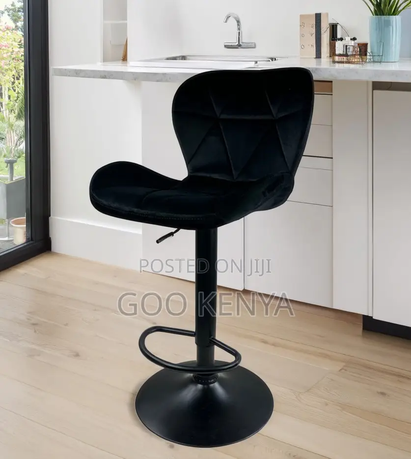 Home Kitchen Stool; Comfortable Padded Leather Bar Chair With Footrest