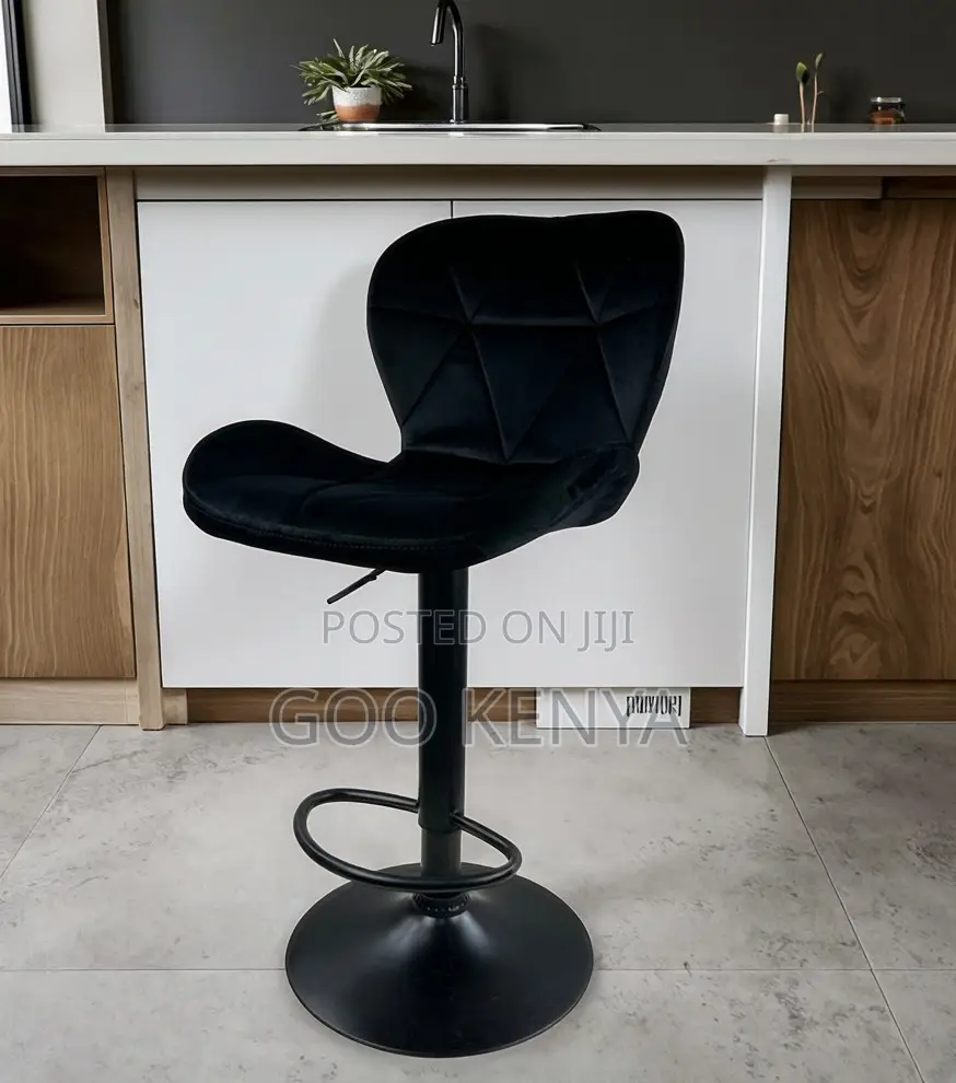 Home Kitchen Stool; Comfortable Padded Leather Bar Chair With Footrest