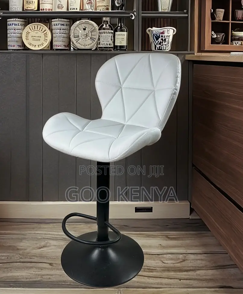 Home Kitchen Stool; Comfortable Padded Leather Bar Chair With Footrest