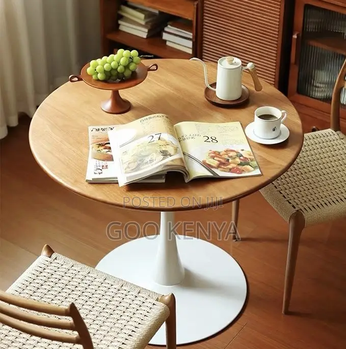 Home Table; Modern Round Patio Table With Wooden Top