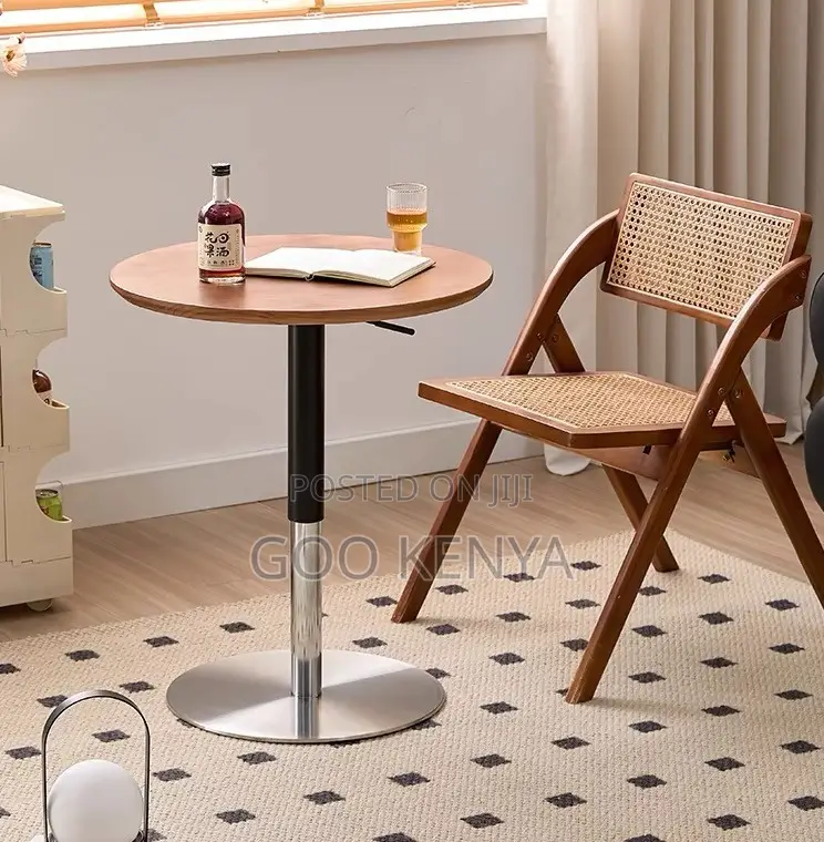 Home Table; Modern Round Patio Table With Wooden Top