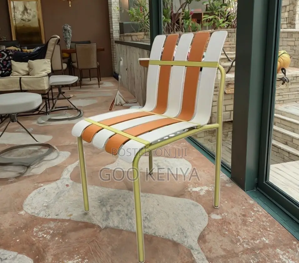 Outdoor Chair; Armless Stripped Plastic Chair for Garden and Lounge
