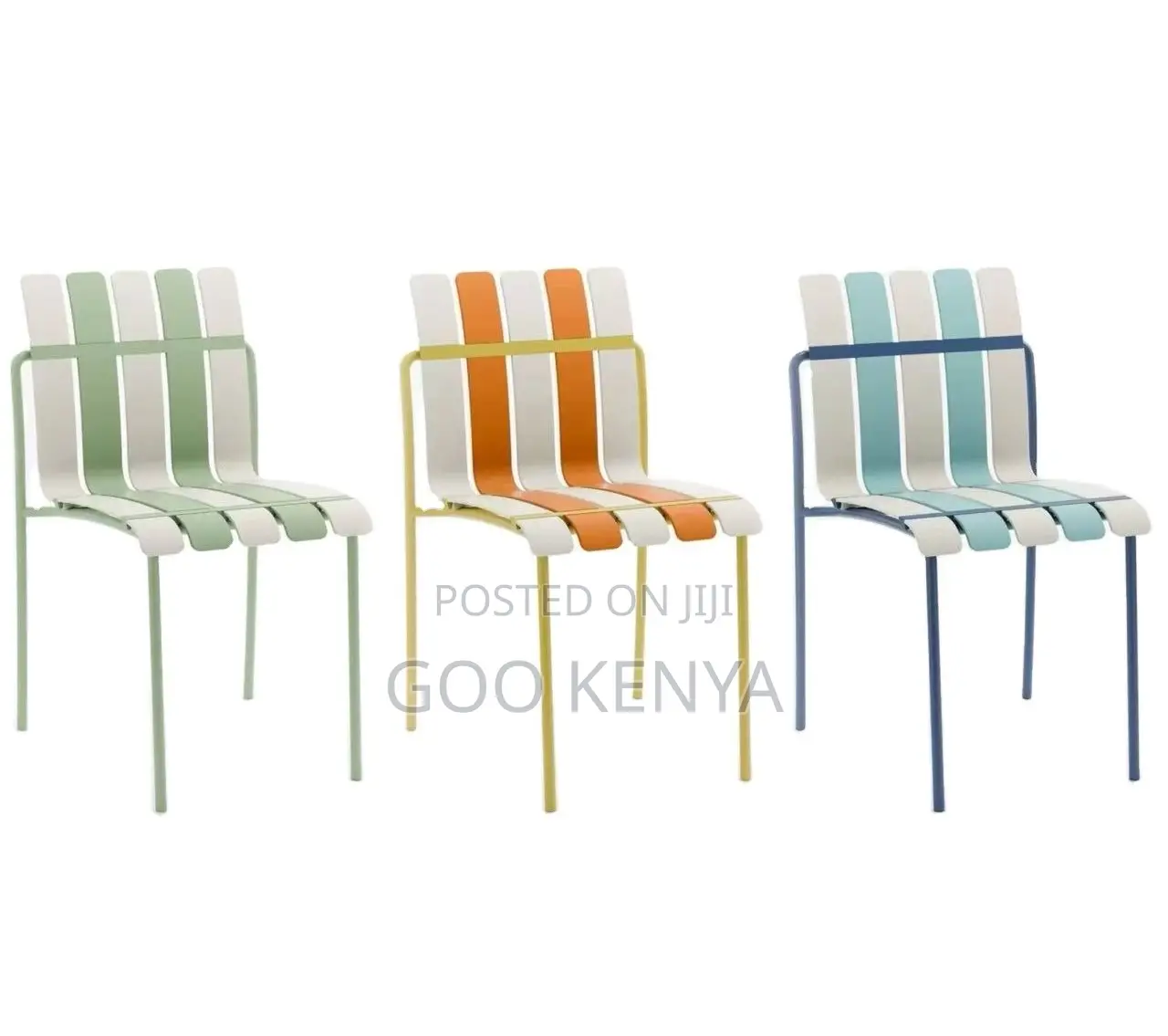 Outdoor Chair; Armless Stripped Plastic Chair for Garden and Lounge