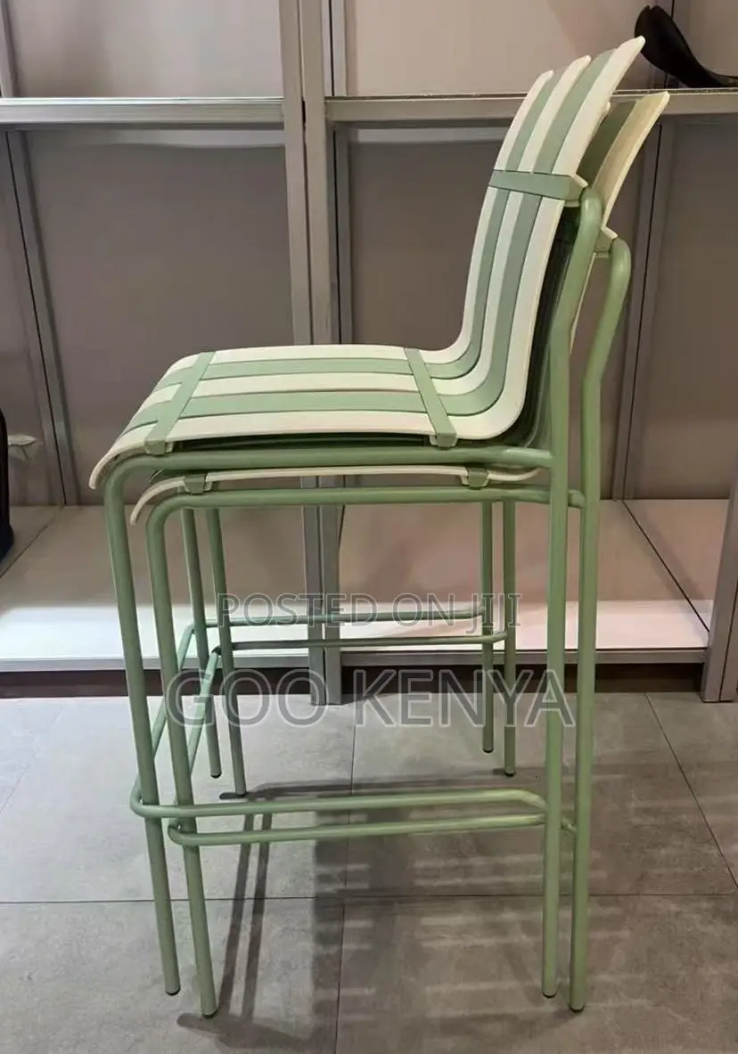 Outdoor Chair; Armless Stripped Plastic Chair for Garden and Lounge