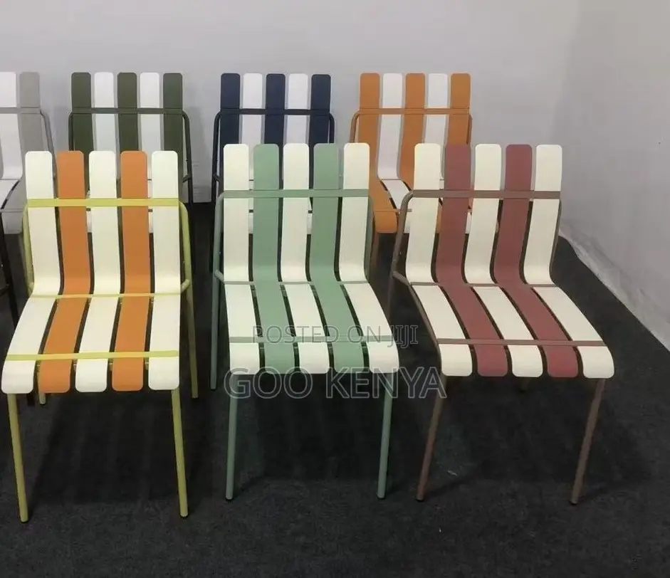 Outdoor Chair; Armless Stripped Plastic Chair for Garden and Lounge