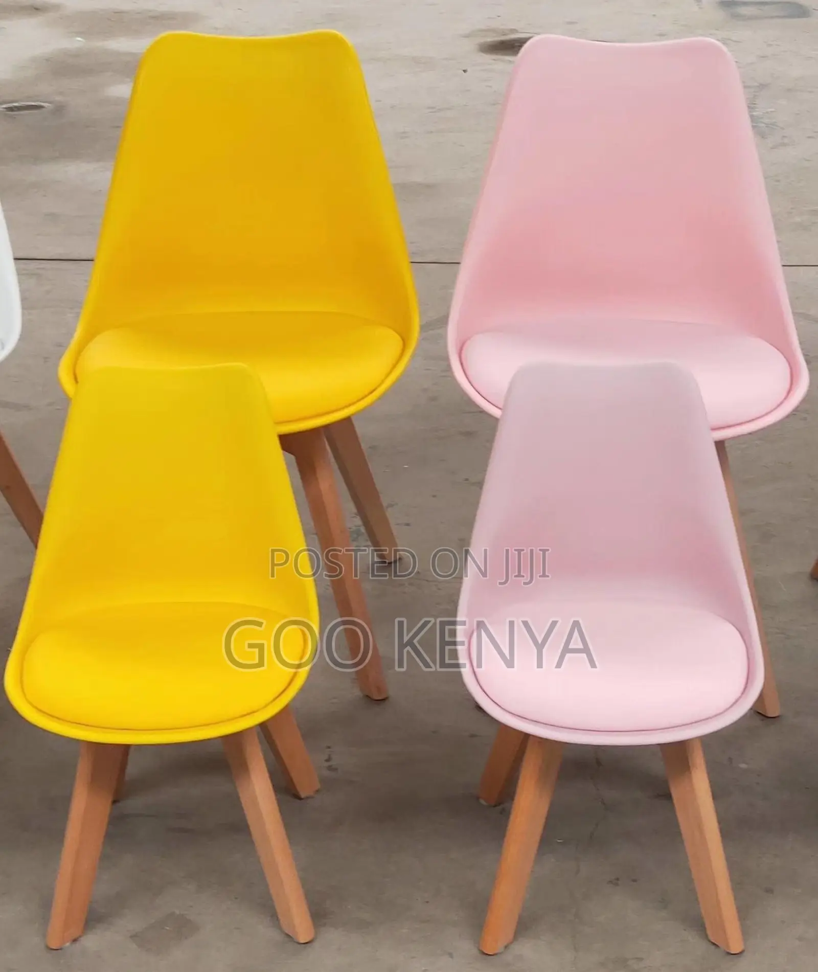 Home Chair; Padded Leather Cushioned Plastic Chair With Wood Base