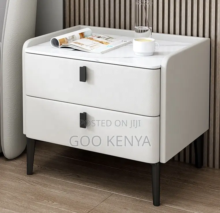Home Cabinet; Durable MDF Nightstand With Dual Storage for Bedroom