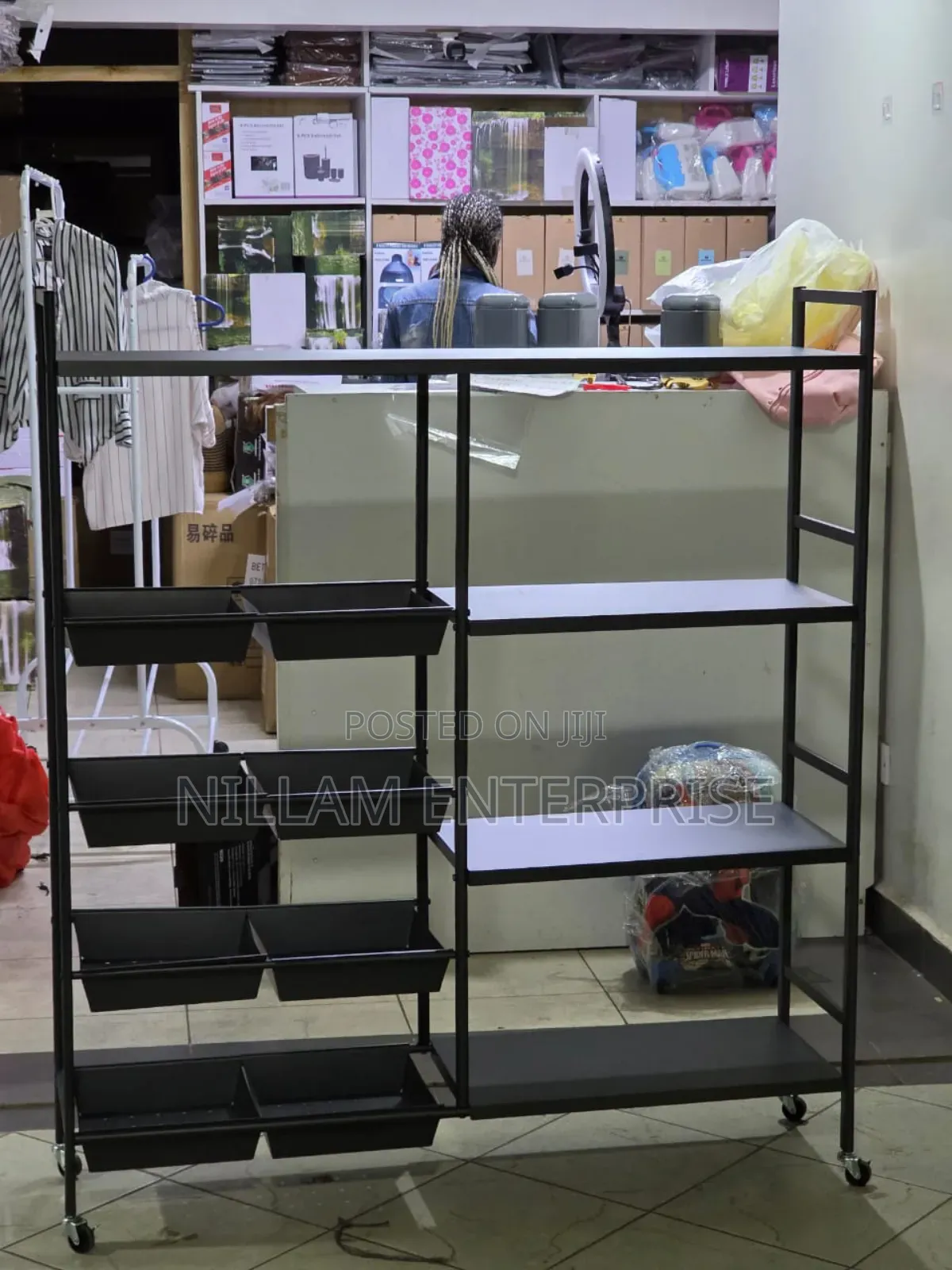 Multifunctional Strong Metallic Kitchen Rack With Movable Wheels*