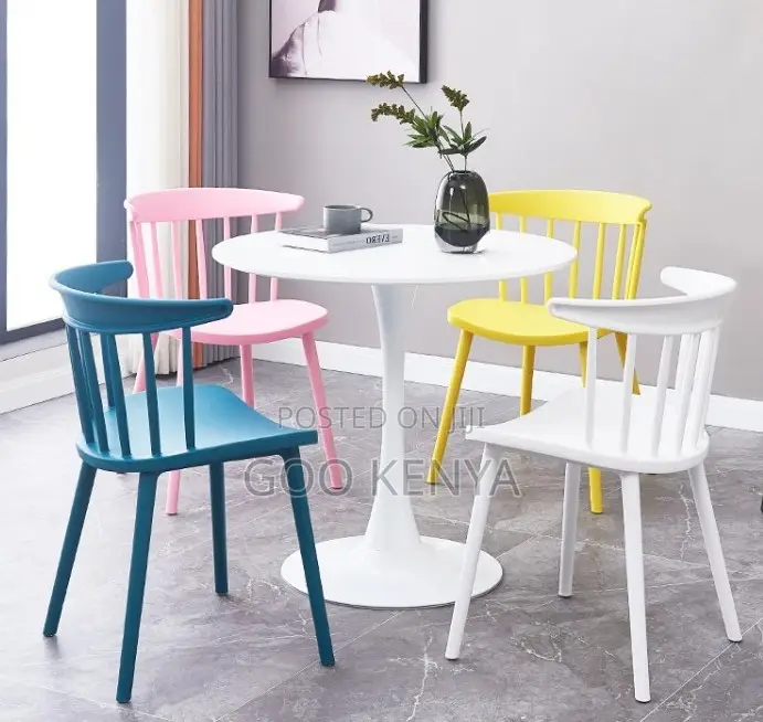 Outdoor Chair; Outdoor Durable Plastic Dining Chair With Striped Back