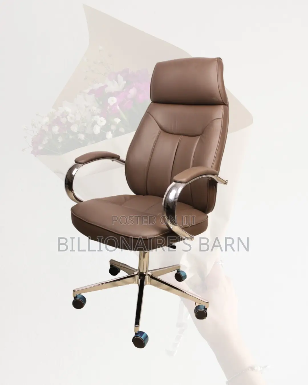 Brown Executive Leather Office Chair | Breathable Adjustable Height