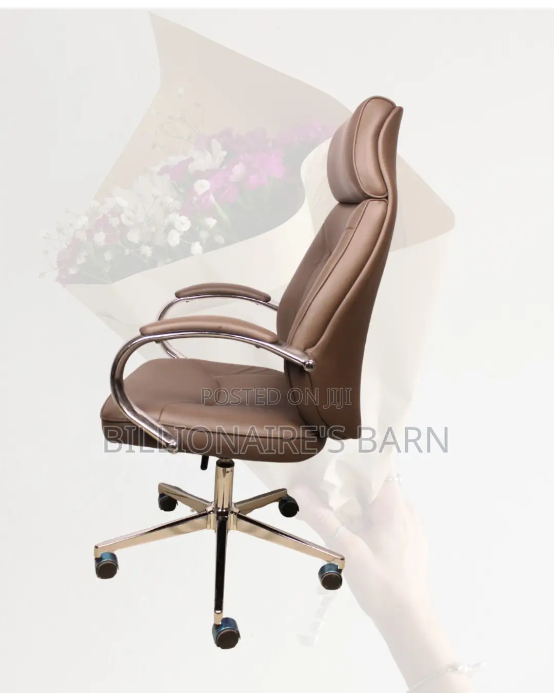 Brown Executive Leather Office Chair | Breathable Adjustable Height