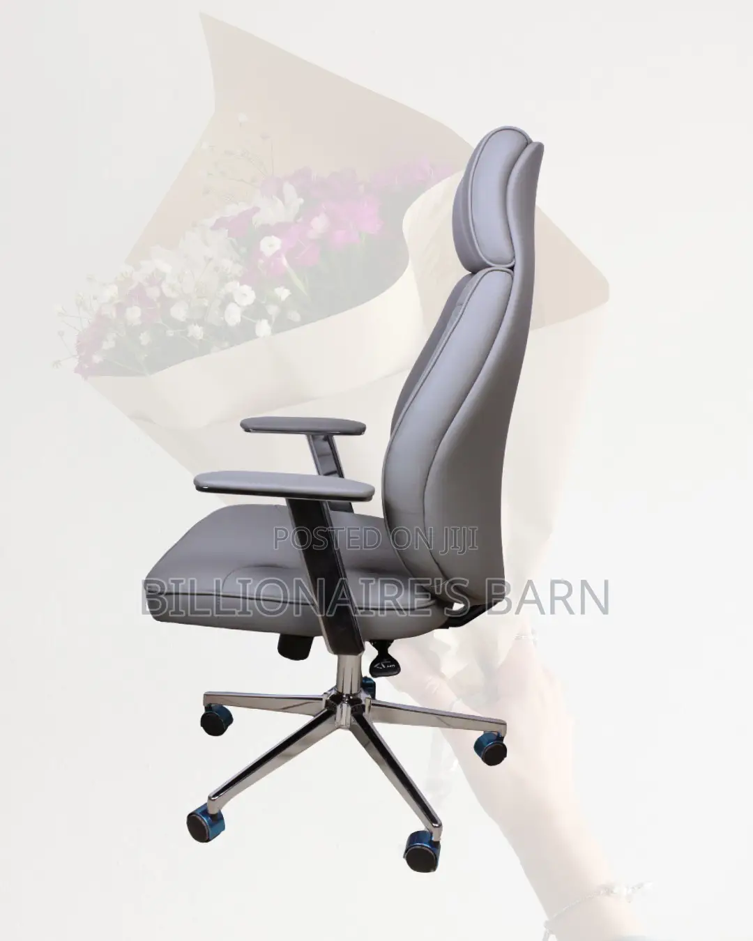 Grey Executive Leather Office Chair (Heavy-Duty) — Moving Fast