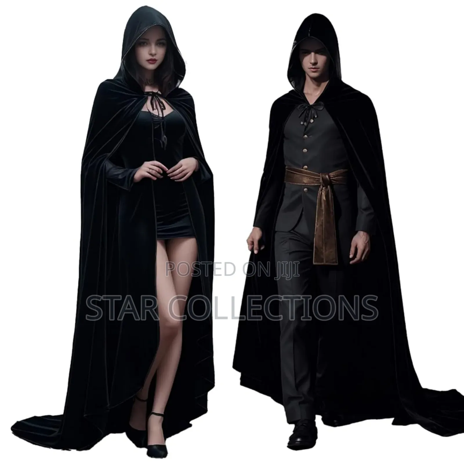 Long Black Velvet Halloween Cape