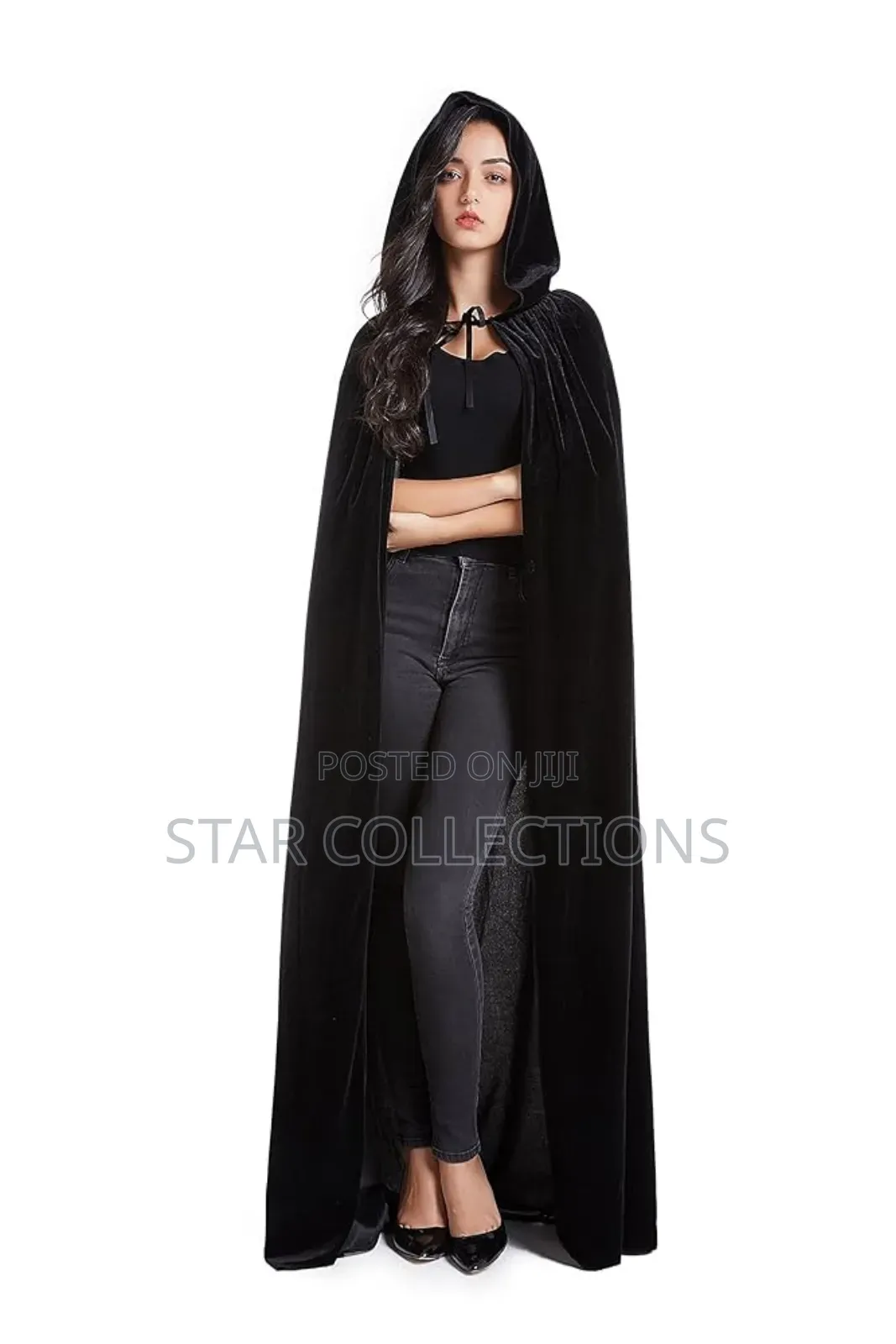 Long Black Velvet Halloween Cape