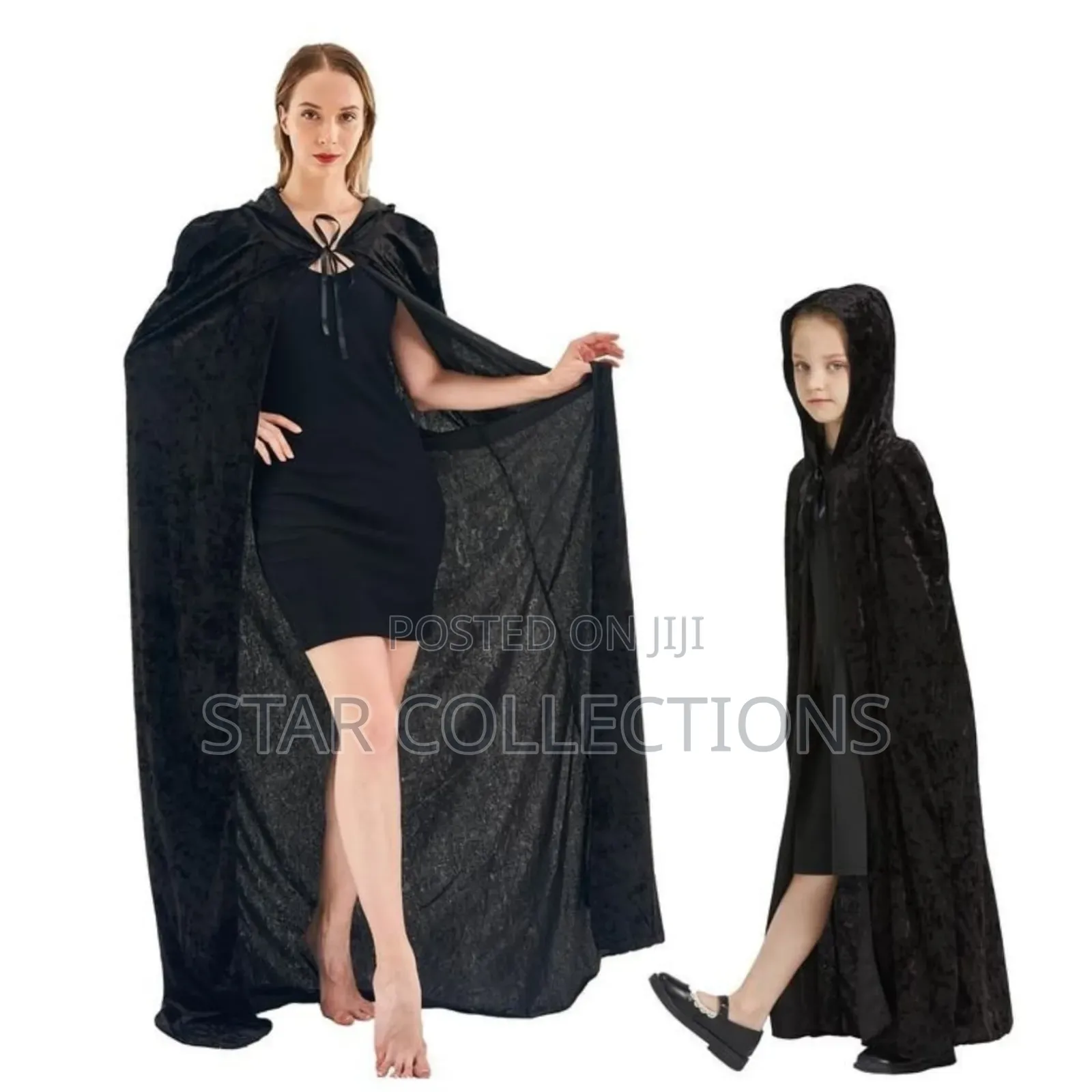 Long Black Velvet Halloween Cape