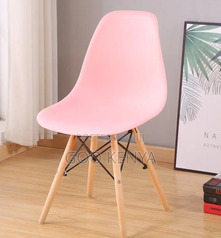 Home Dining Chair; Plastic Chair Wooden Base for Living Room and Café
