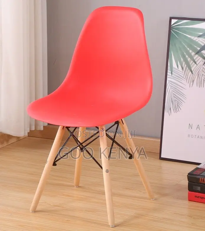 Home Dining Chair; Plastic Chair Wooden Base for Living Room and Café