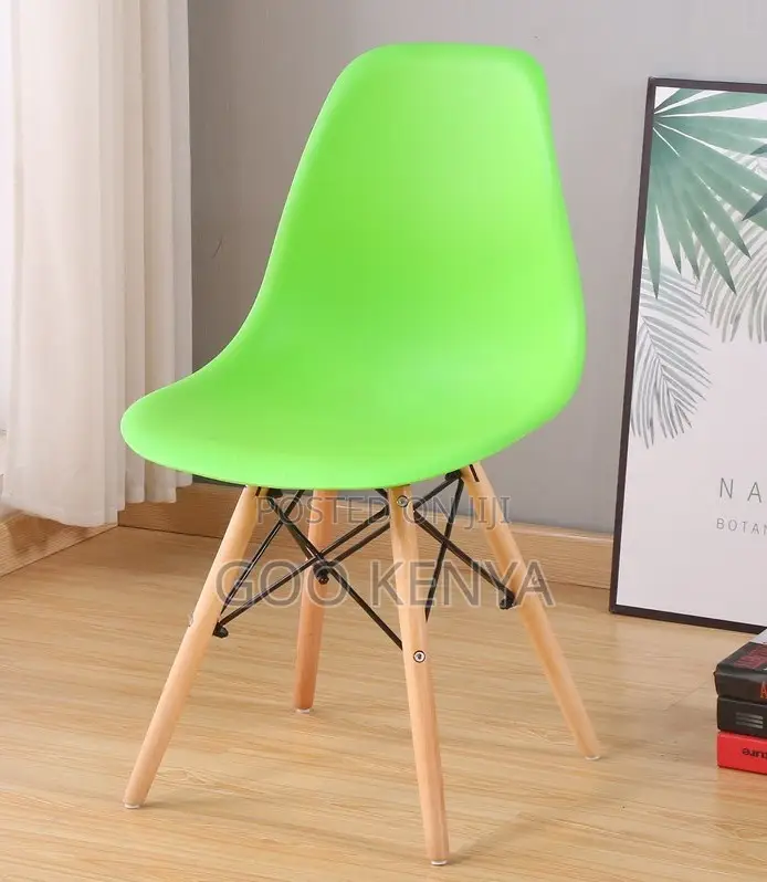 Home Dining Chair; Plastic Chair Wooden Base for Living Room and Café