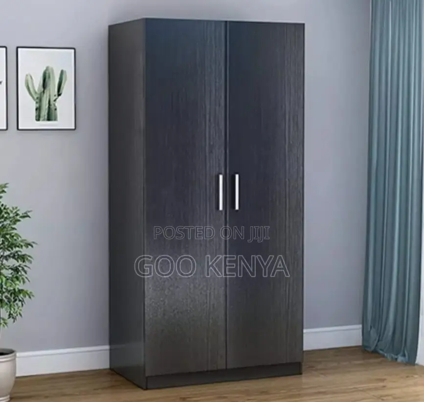 Home Wardrobe; 2-Door Sturdy MDF and Wood Wardrobe for Home Storage