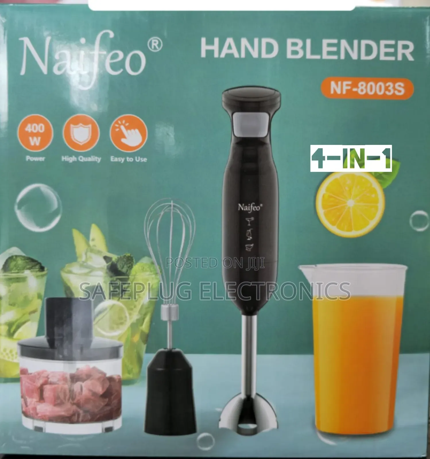 Naifeo 4 in 1 Hand Blender, Chopper, Whisker - 400watts