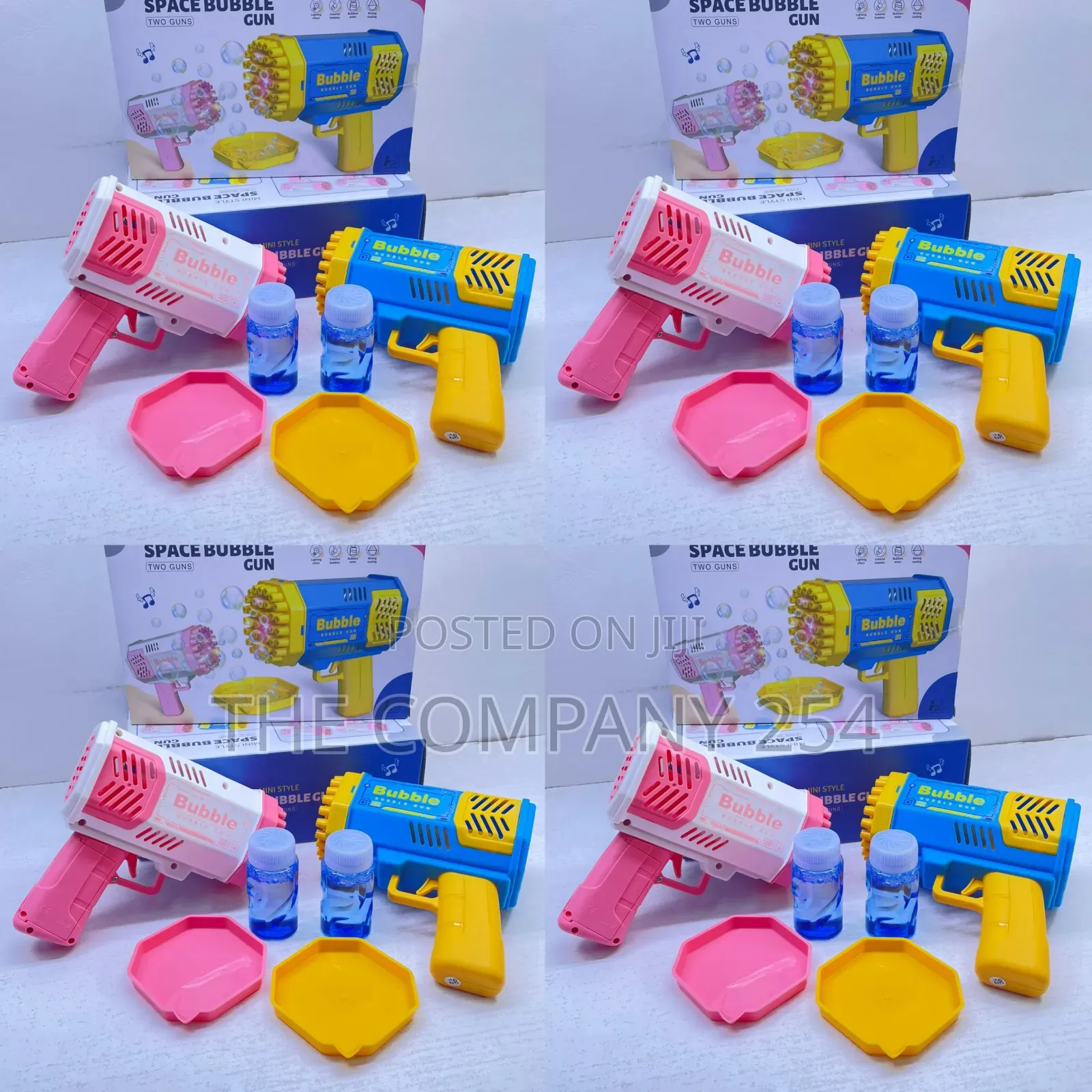 2 in 1 Bubble Gun. Colours: Blue and Pink 2 Pieces in a Box