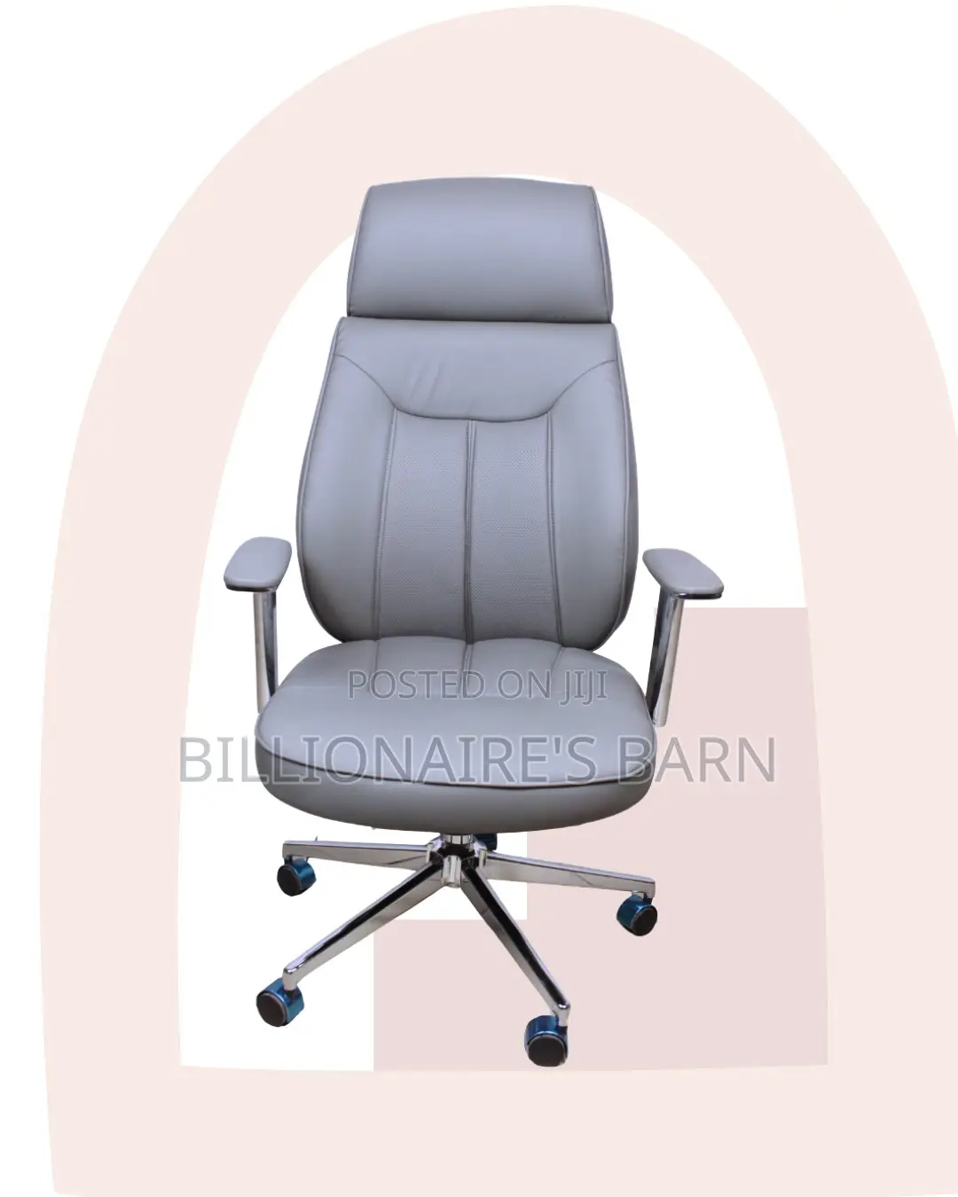 Grey Executive Leather Office Chair | Executive Headrest Support