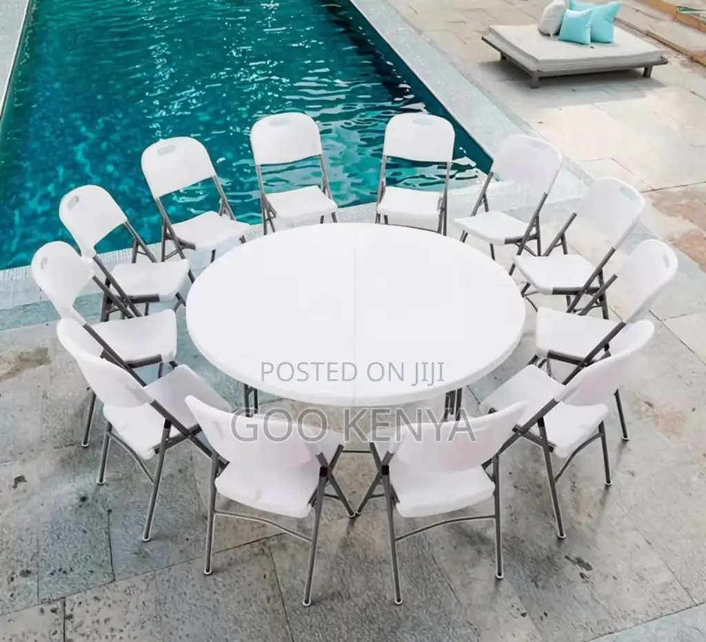 Home Outdoor Table; Heavy-Duty Outdoor Round Plastic Folding Table