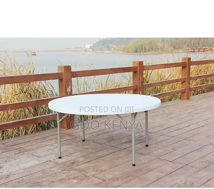 Home Outdoor Table; Heavy-Duty Outdoor Round Plastic Folding Table