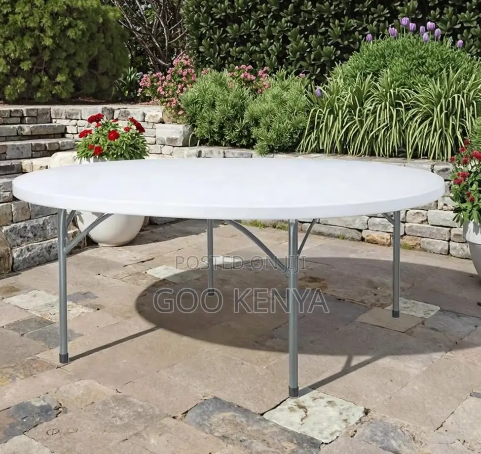 Home Outdoor Table; Heavy-Duty Outdoor Round Plastic Folding Table