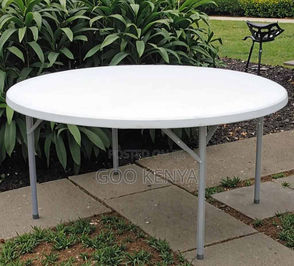 Home Outdoor Table; Heavy-Duty Outdoor Round Plastic Folding Table