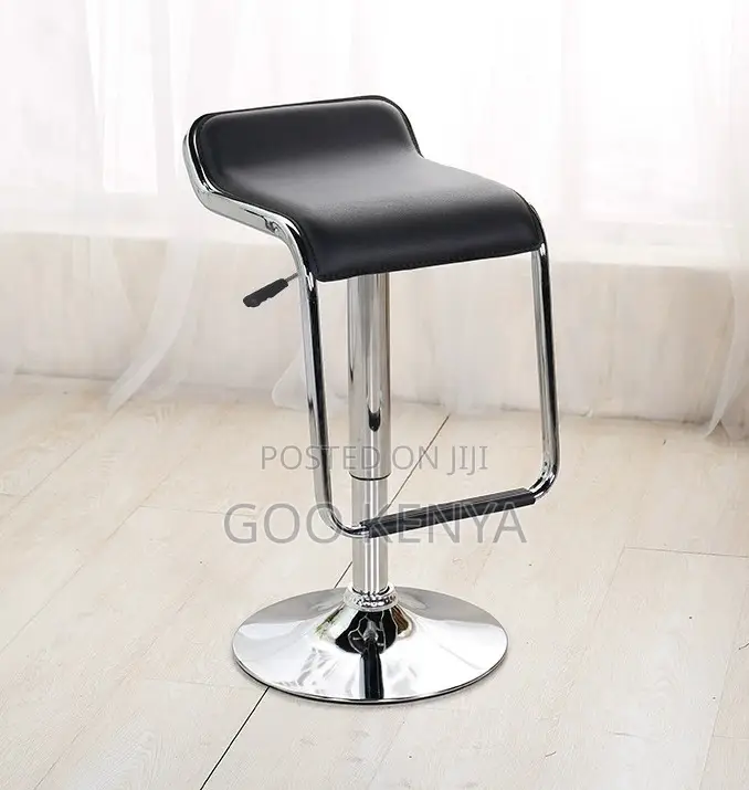 Home Kitchen Stool; Sleek Adjusting Backless Leather Swivel Stool