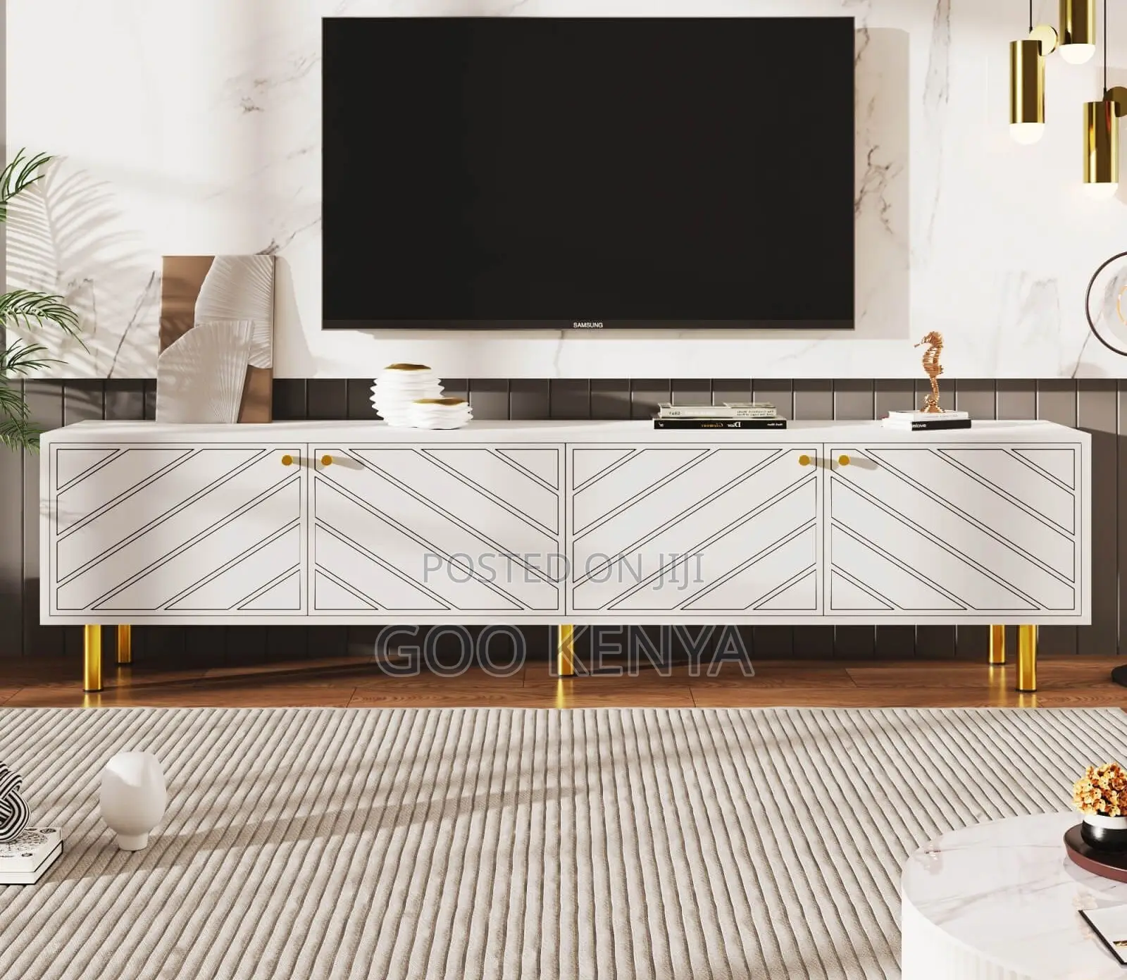 Home Tv Cabinet; Wooden Living Room Furniture Set With Storage Space