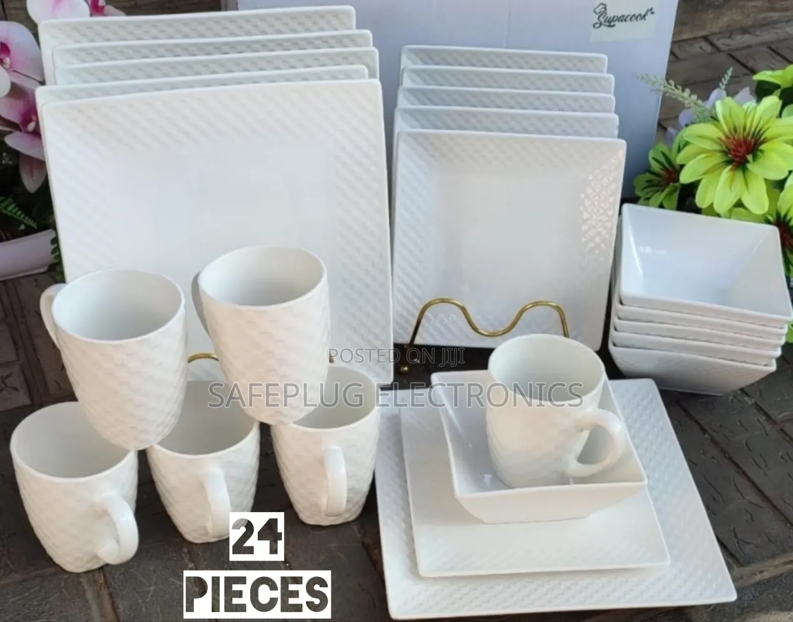 24 PCS Quality Square Ceramic Dinner Set