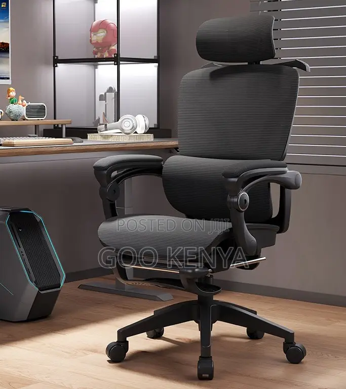 Office Chair;Recliner Mesh Chair With Adjustable Armrests and Footrest