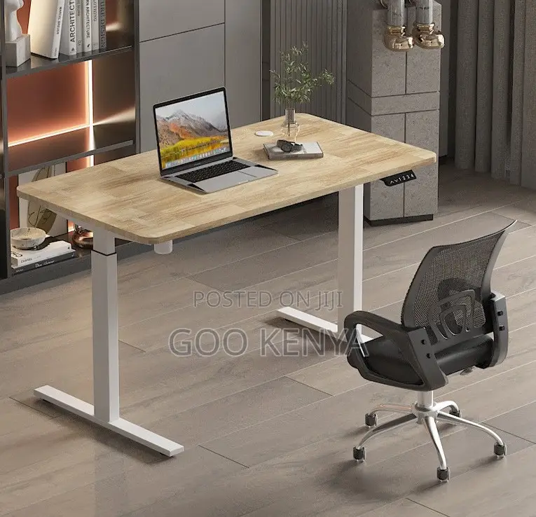 Office Table; Electric Lift Wooden Table for Computer and Office Use