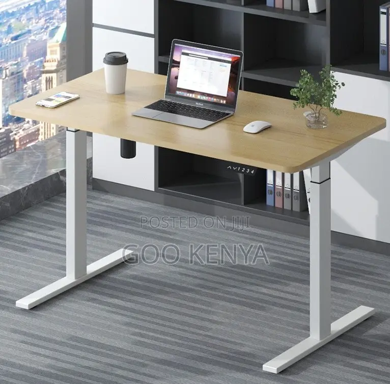 Office Table; Electric Lift Wooden Table for Computer and Office Use