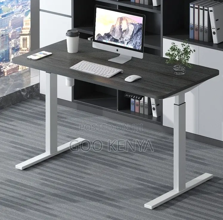 Office Table; Electric Lift Wooden Table for Computer and Office Use