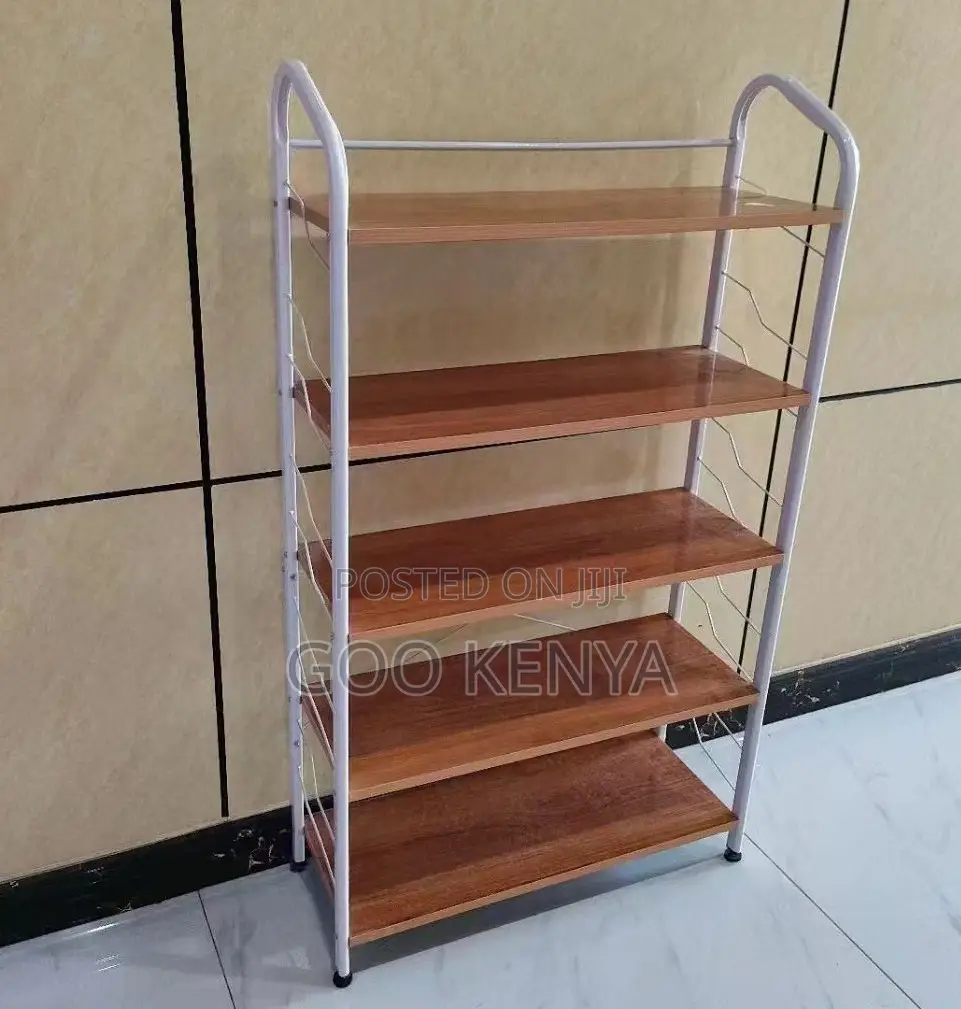 Home Shoe Rack; Rustic Wooden Shoe Storage Rack With Metal Frame