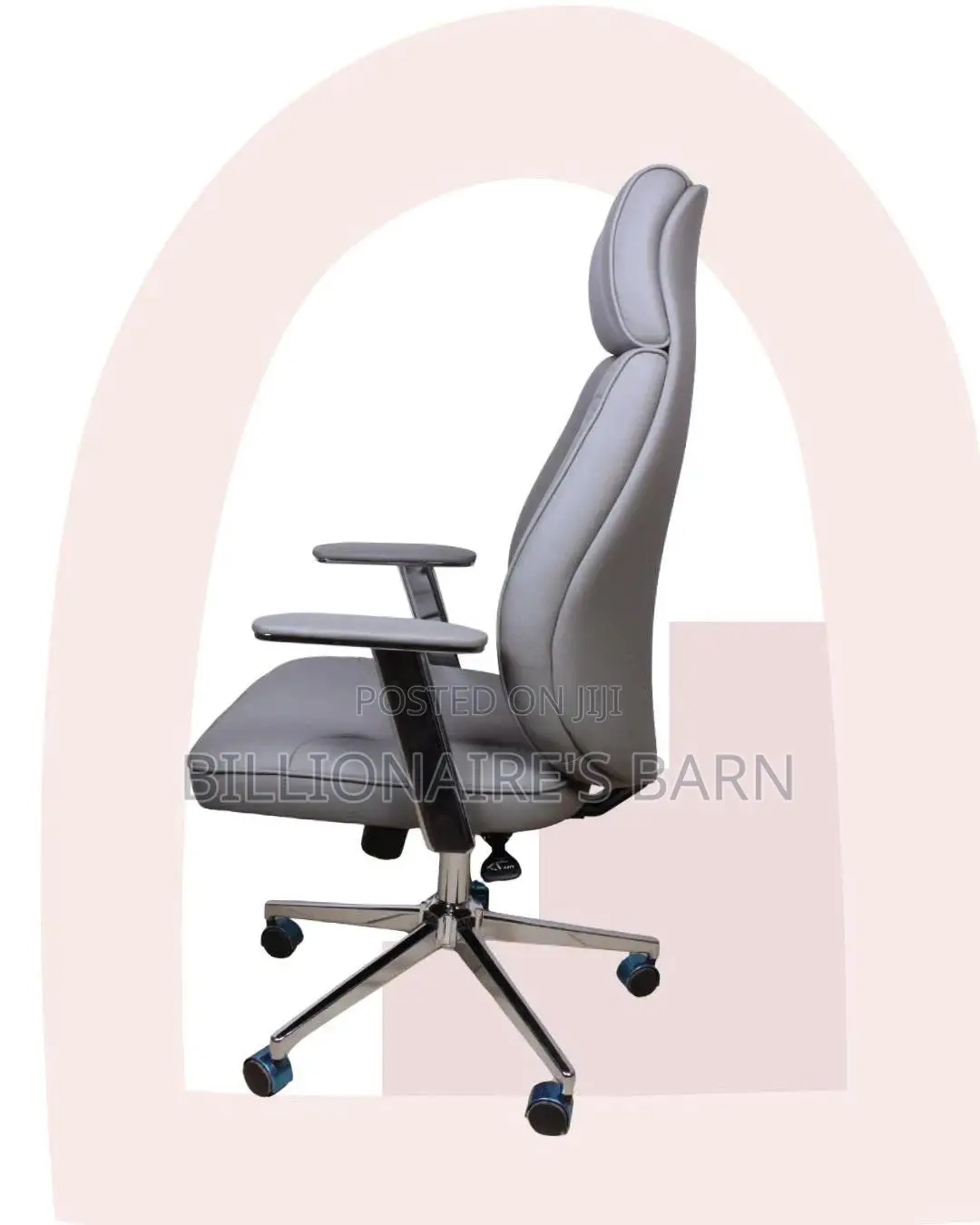 Grey Executive Leather Office Chair | Executive Headrest Support