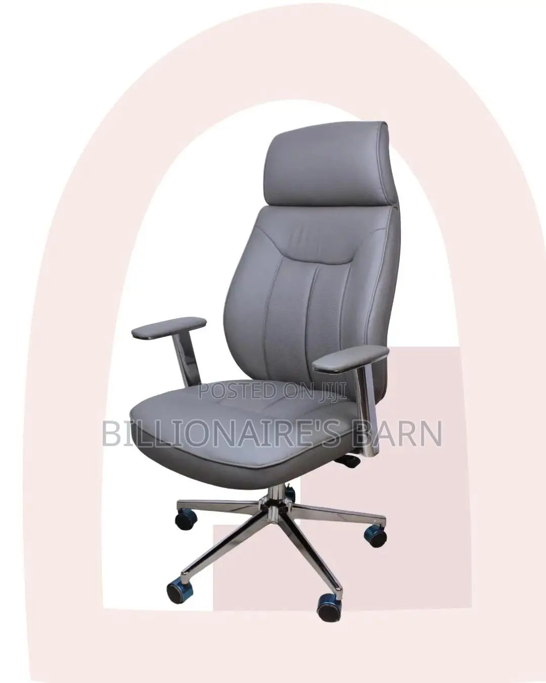 Grey Executive Leather Office Chair | Executive Headrest Support