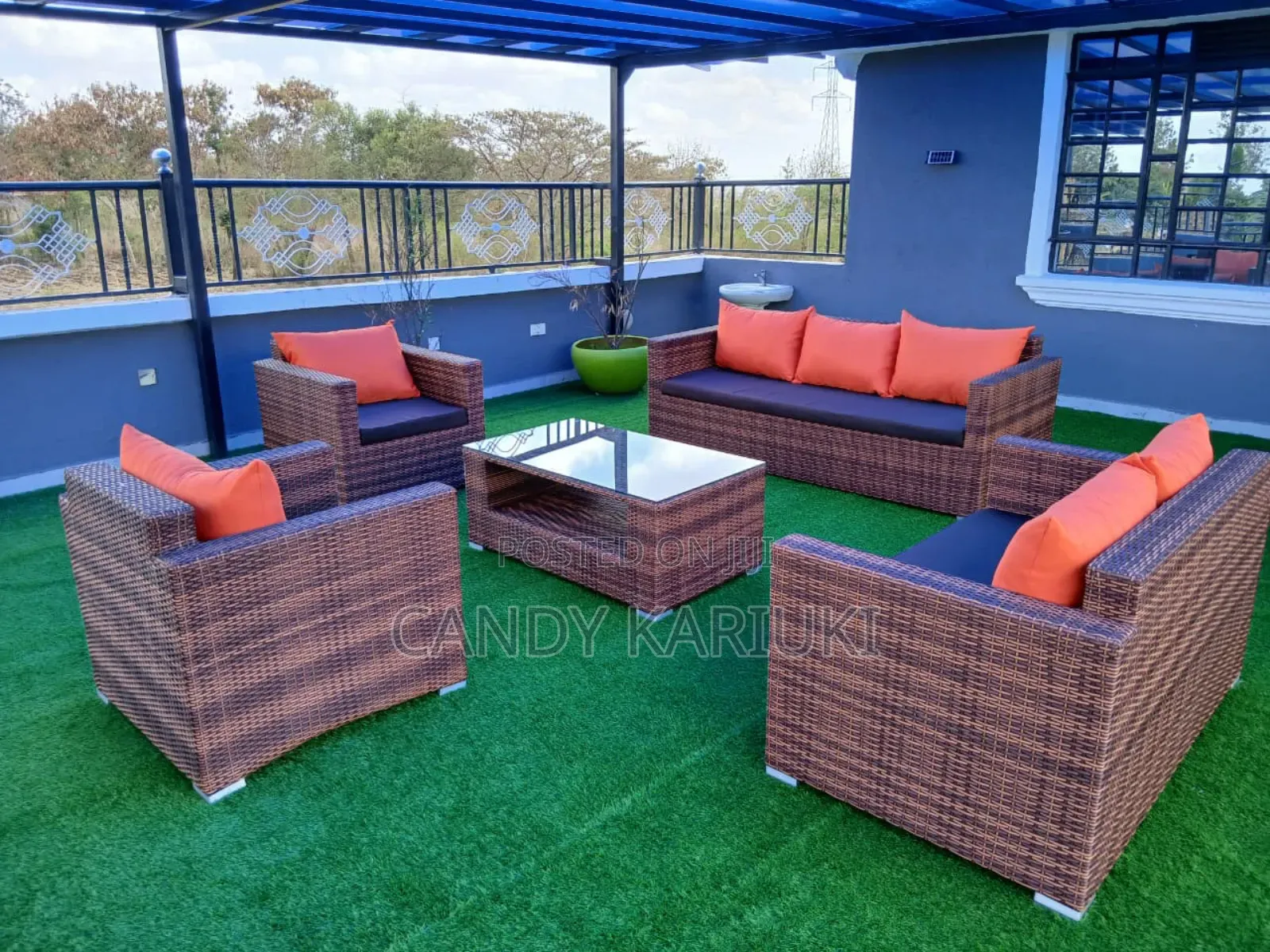 Spacious 7 Seater Rattan Outdoor Sofa Set Plus a Table