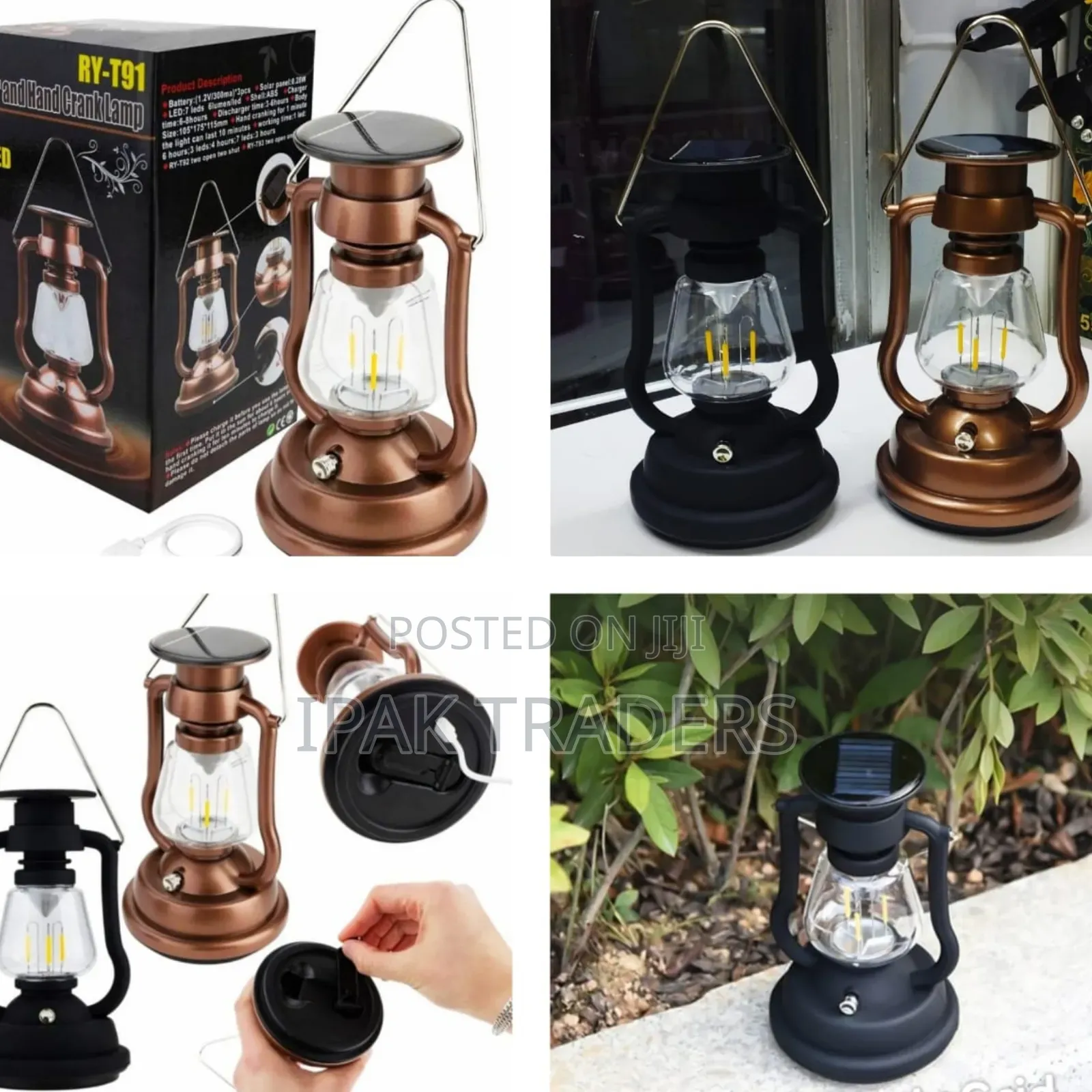 *Solar Vintage Handcrank Lamp Small Lantern* Solar Charger