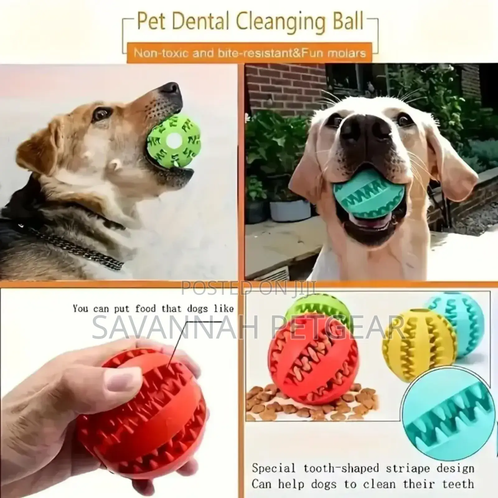 Chew Toy Ball Made of Natural Rubber for Cats and Dogs - Large Size