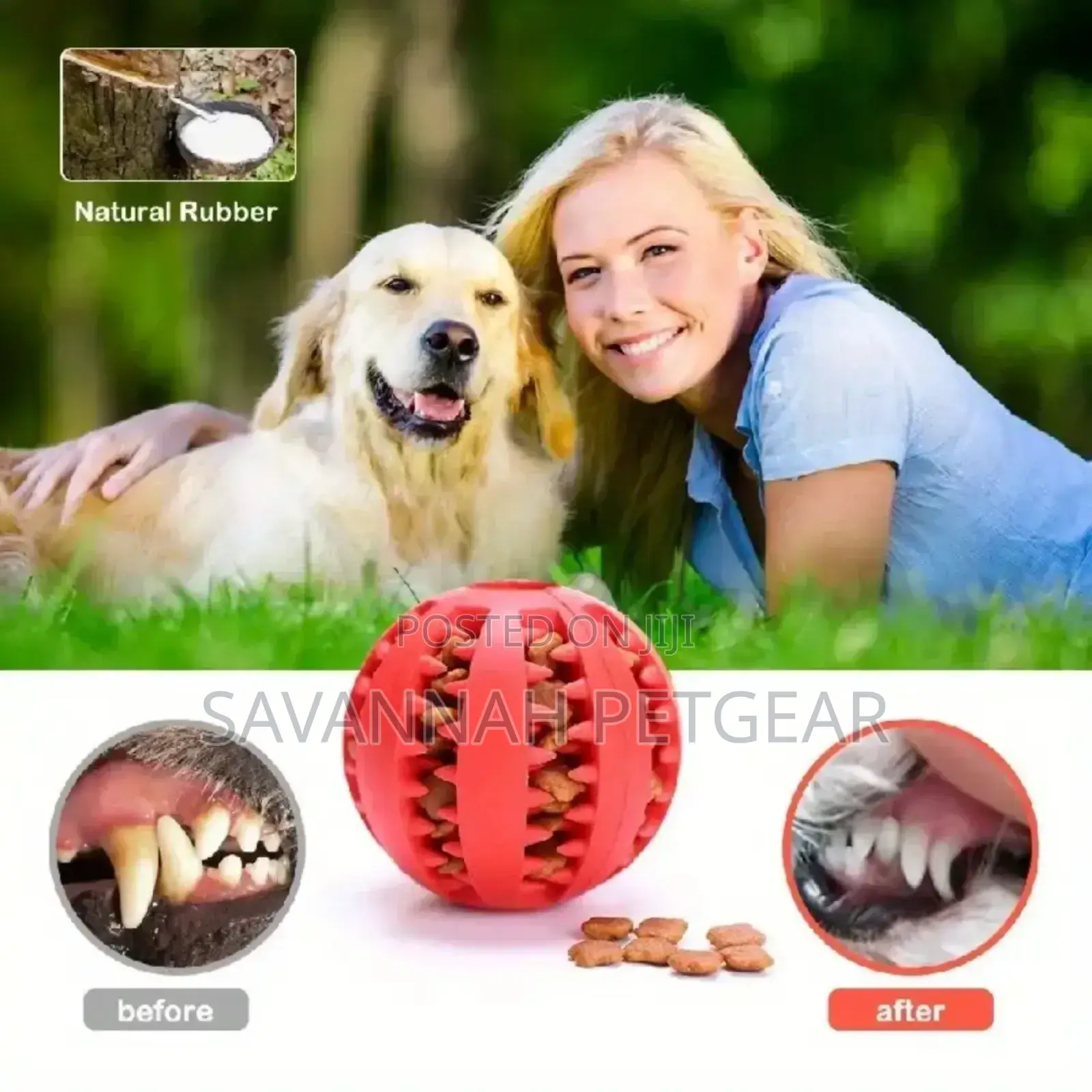 Chew Toy Ball Made of Natural Rubber for Cats and Dogs - Large Size